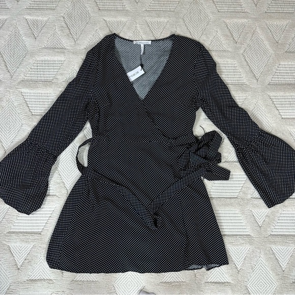 BCBGeneration Dress Sz M Wrap  Black Polka Dot NWT - Picture 10 of 15